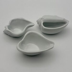 Cordon Bleu Shell Bowls Set Of 3 White Stoneware Japan Nautical Sea‎ Life Decor